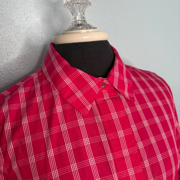 NWOT Calvin Klein Red White Plaid Gingham Cotton Dress - Picture 5 of 15